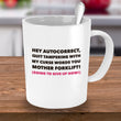Adult Humor Coffee Mug - Funny Coffee Mug For Women Or Men - "Hey Autocorrect"
