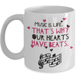 Music Coffee Mug - Music Lover Gift - Music Teacher Gift - Music Notes Mug - "Music Is Life"