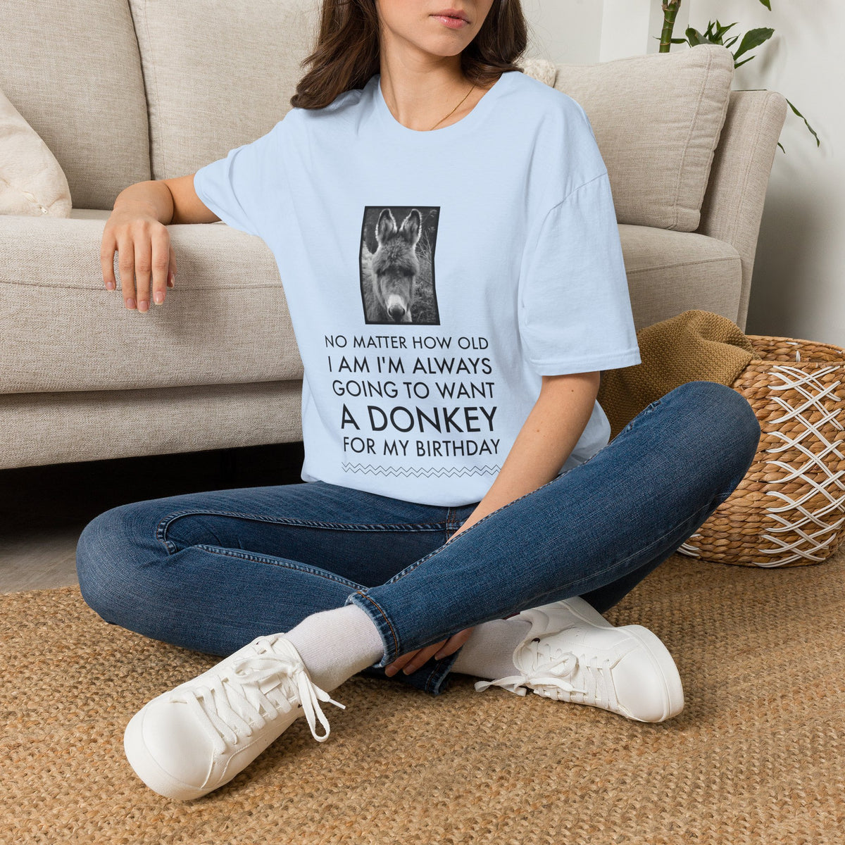Funny Donkey T-Shirt for Women – Donkey Lover Gift – “No Matter How Old I Am”