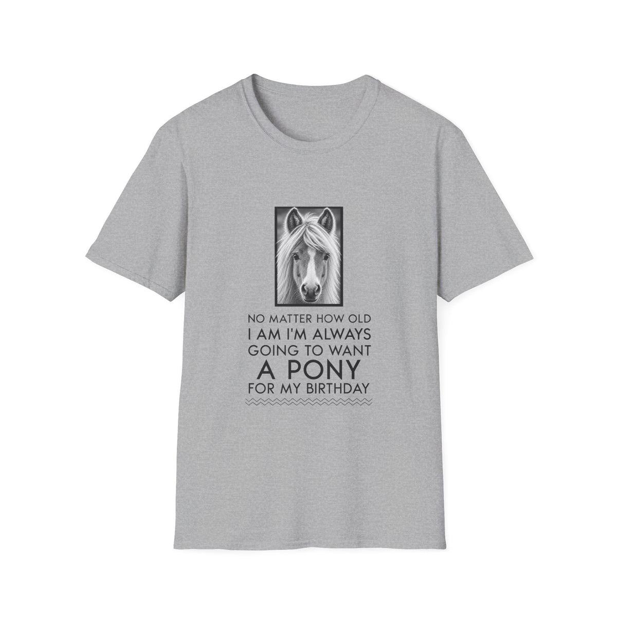 Funny Horse Lover T-Shirt for Women – Pony Birthday Gift – “No Matter How Old I Am”