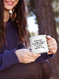 Load image into Gallery viewer, Proud Parent Orange Tabby Cat Camper Mug  - 12oz Funny Ginger Cat Lover Gift - Sarcastic Humor Coffee Cup for Pet Owners
