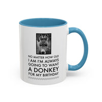 Donkey Lover Gift Mug – Funny Birthday Gift for Donkey Lovers – "No Matter How Old I Am"
