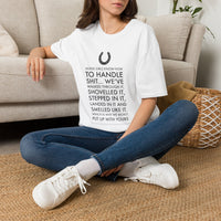 Funny Horse Girl T-Shirt for Women – Horse Lover Gift for Cowgirls – “Horse Girls Know How To Handle Shit”