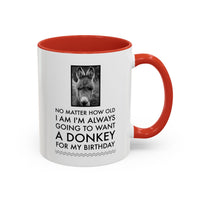 Donkey Lover Gift Mug – Funny Birthday Gift for Donkey Lovers – "No Matter How Old I Am"