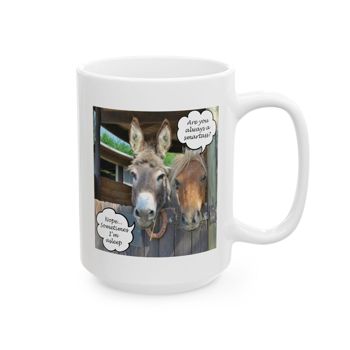 Funny Donkey Mug Gift for Friends & Coworkers, Sarcastic Humor Coffee Cup, Funny Animal Humor Mug - "Are You Always A Smartass?"