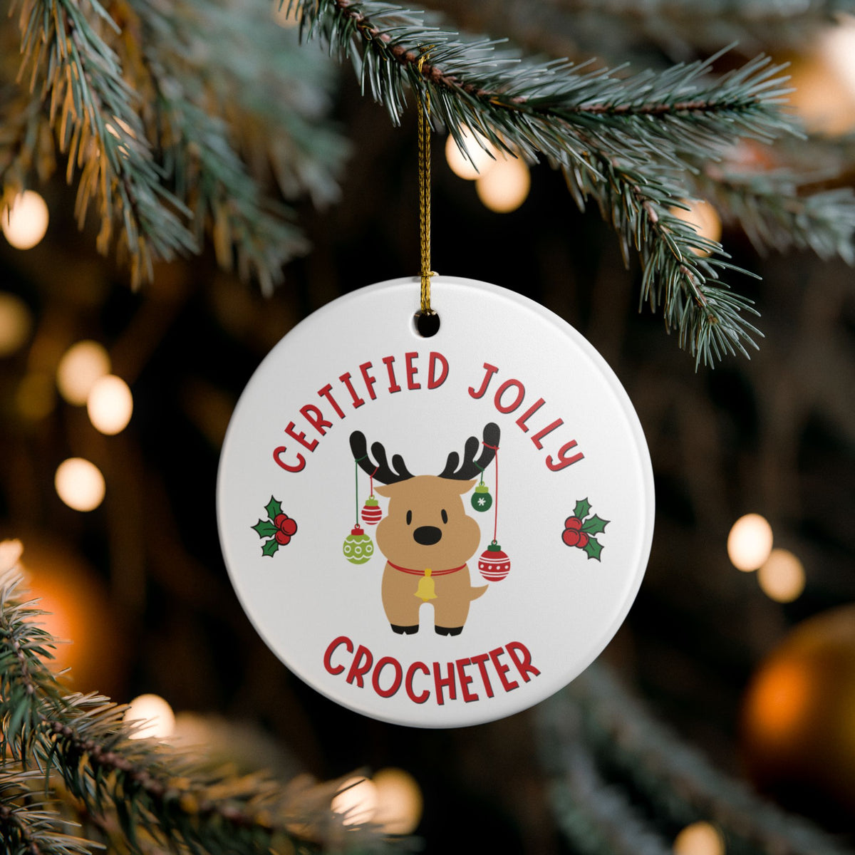 Funny Crochet Christmas Ornament, Crocheter Gift, Crochet Lover Gift, Funny Christmas Gift for Crocheter - Certified Jolly Crocheter