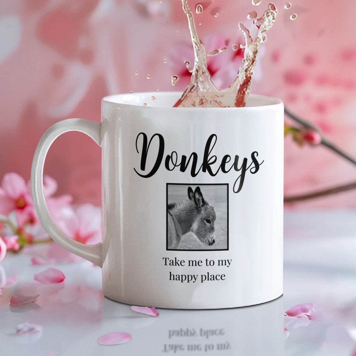 Donkey Lover Coffee Mug Gift – Birthday Or Christmas Present For Animal Lovers - "Donkeys Take Me To My Happy Place" - 11oz or 15oz Mug