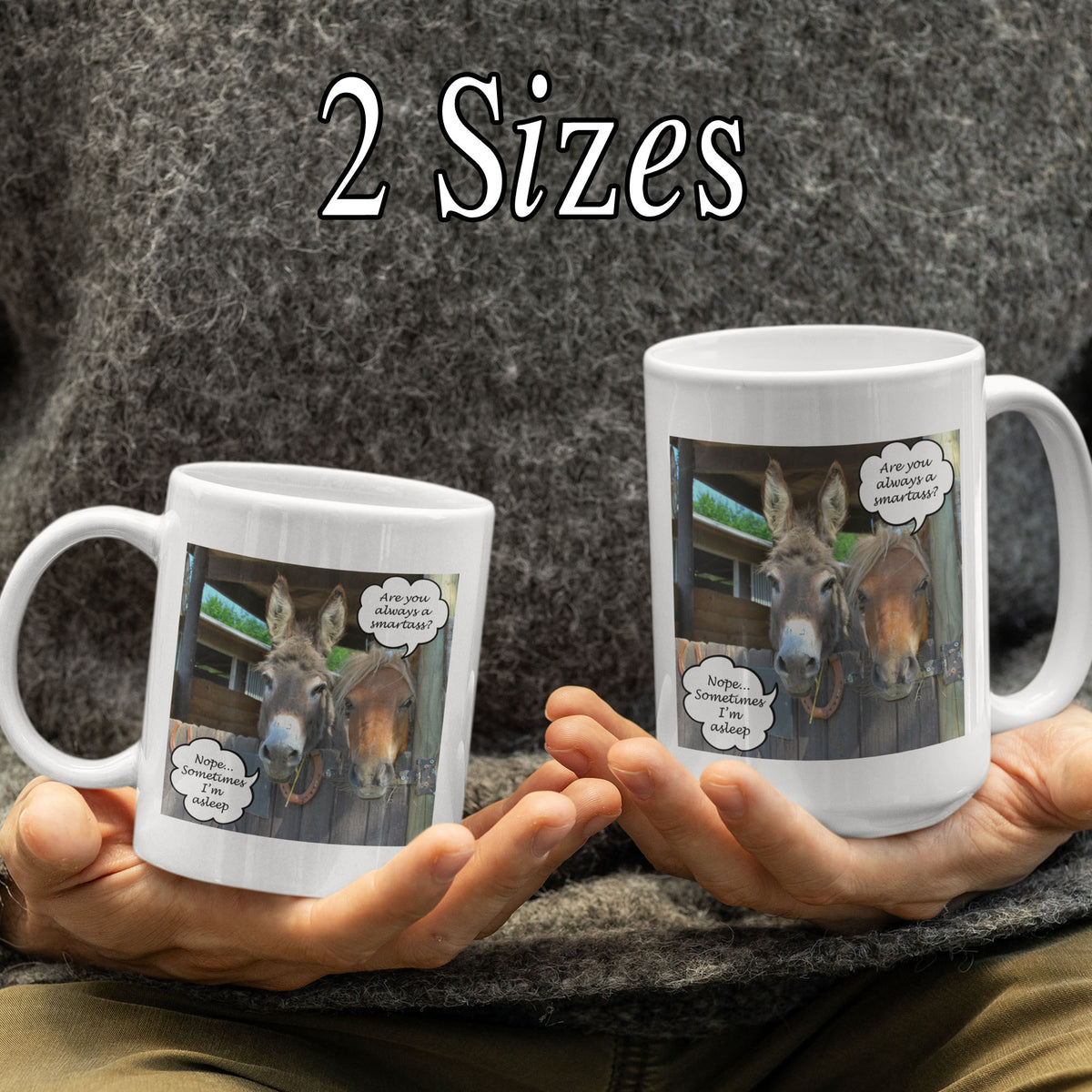 Funny Donkey Mug Gift for Friends & Coworkers, Sarcastic Humor Coffee Cup, Funny Animal Humor Mug - "Are You Always A Smartass?"