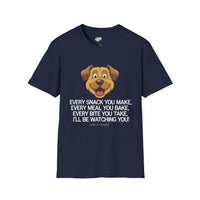 Load image into Gallery viewer, Funny Dog Lover T-Shirt - Dog Mom Or Dog Dad Gift - Unisex Dog Shirt For Dog Owners - Gift For Dog Lovers - Every Snack You Make
