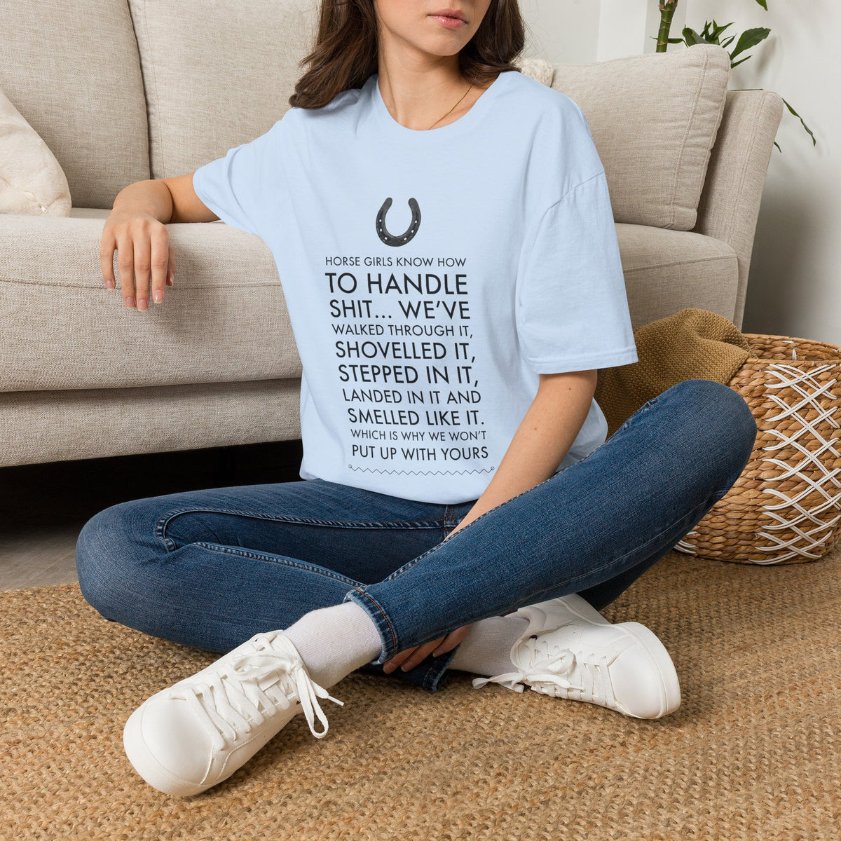 Funny Horse Girl T-Shirt for Women – Horse Lover Gift for Cowgirls – “Horse Girls Know How To Handle Shit”