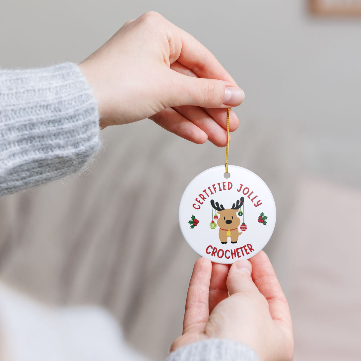 Funny Crochet Christmas Ornament, Crocheter Gift, Crochet Lover Gift, Funny Christmas Gift for Crocheter - Certified Jolly Crocheter