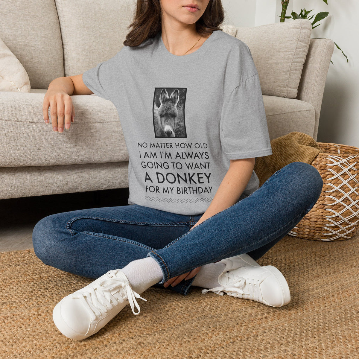 Funny Donkey T-Shirt for Women – Donkey Lover Gift – “No Matter How Old I Am”