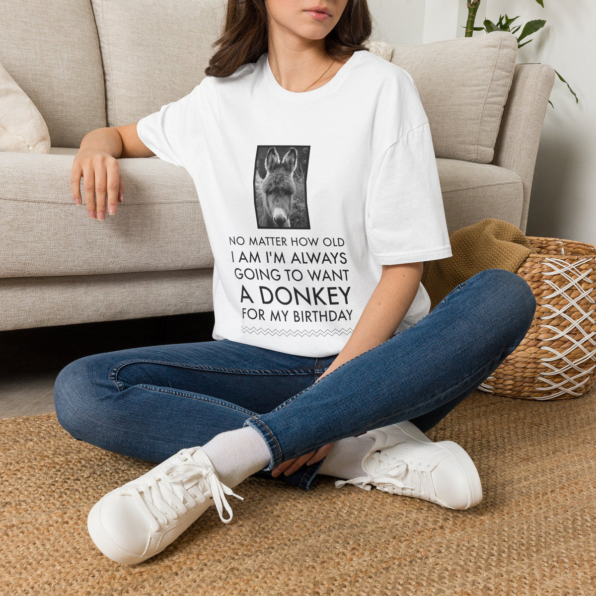 Funny Donkey T-Shirt for Women – Donkey Lover Gift – “No Matter How Old I Am”