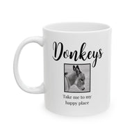 Donkey Lover Coffee Mug Gift – Birthday Or Christmas Present For Animal Lovers - "Donkeys Take Me To My Happy Place" - 11oz or 15oz Mug