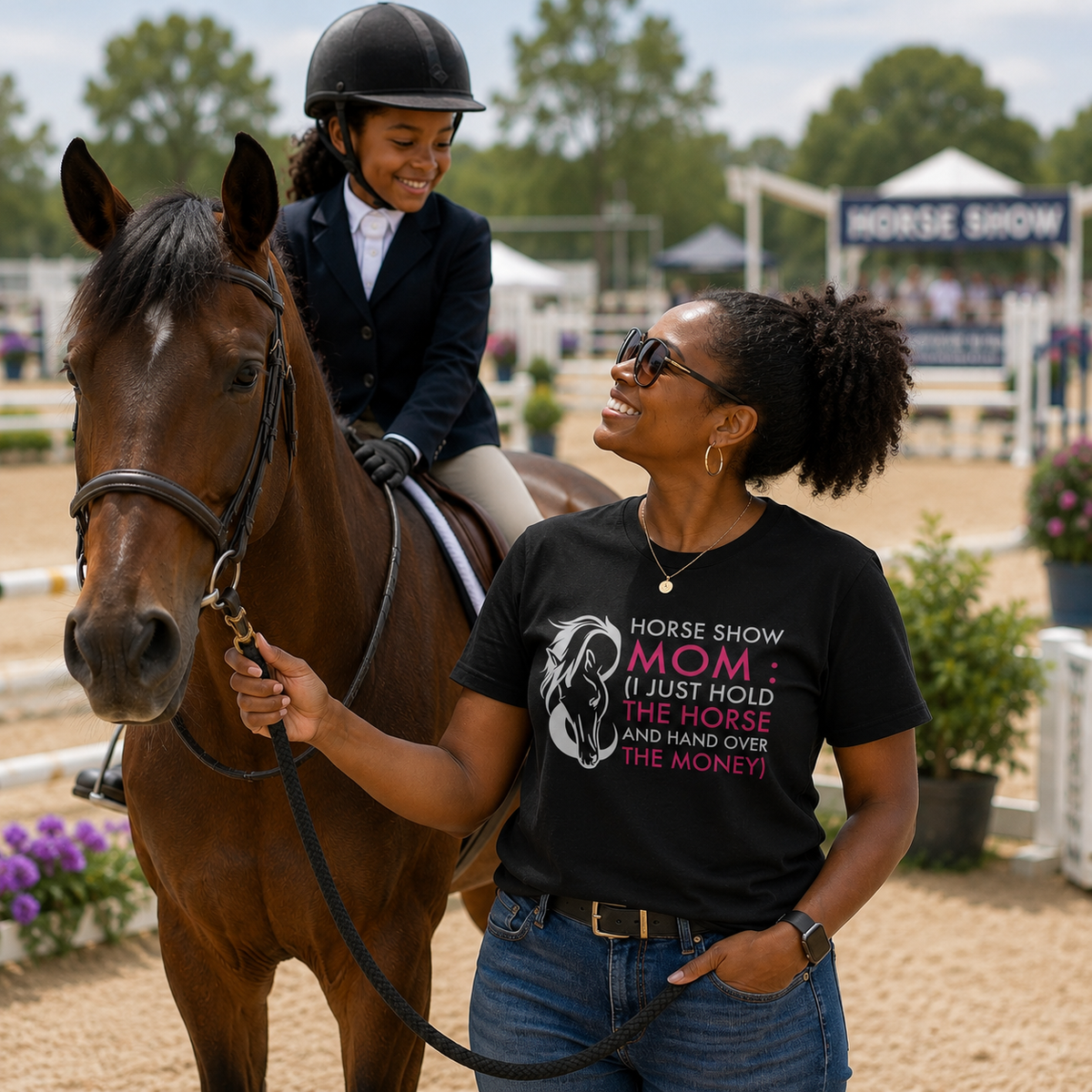 Funny Horse Show Mom T-Shirt – Horse Mom Present – Equestrian Gift for Moms – Horse Show Mom Tee – "Horse Show Mom"