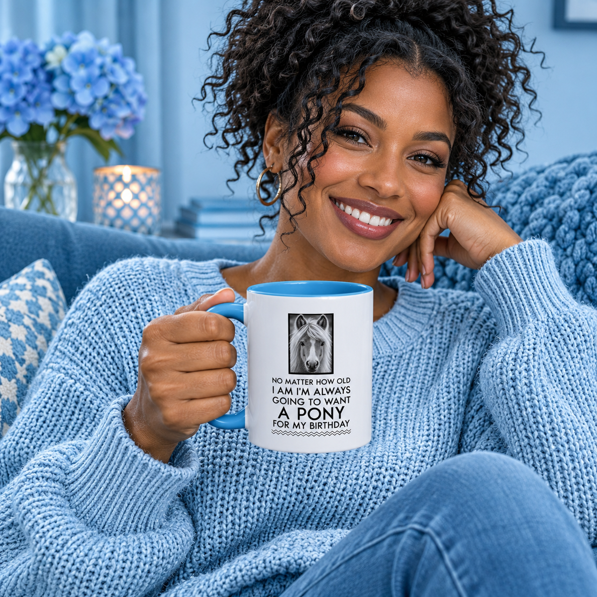 Funny Pony Mug for Women – Horse Lover Birthday Gift – Equestrian Gift – "No Matter How Old I Am"