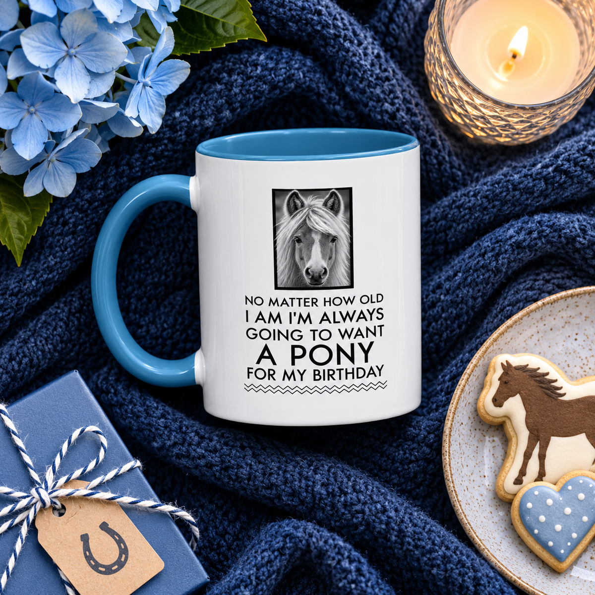 Funny Pony Mug for Women – Horse Lover Birthday Gift – Equestrian Gift – "No Matter How Old I Am"