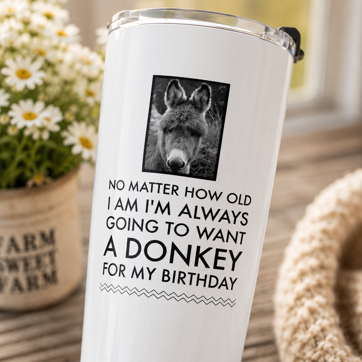 Funny Donkey 20oz Tumbler for Women – Donkey Lover Gift – “No Matter How Old I Am”