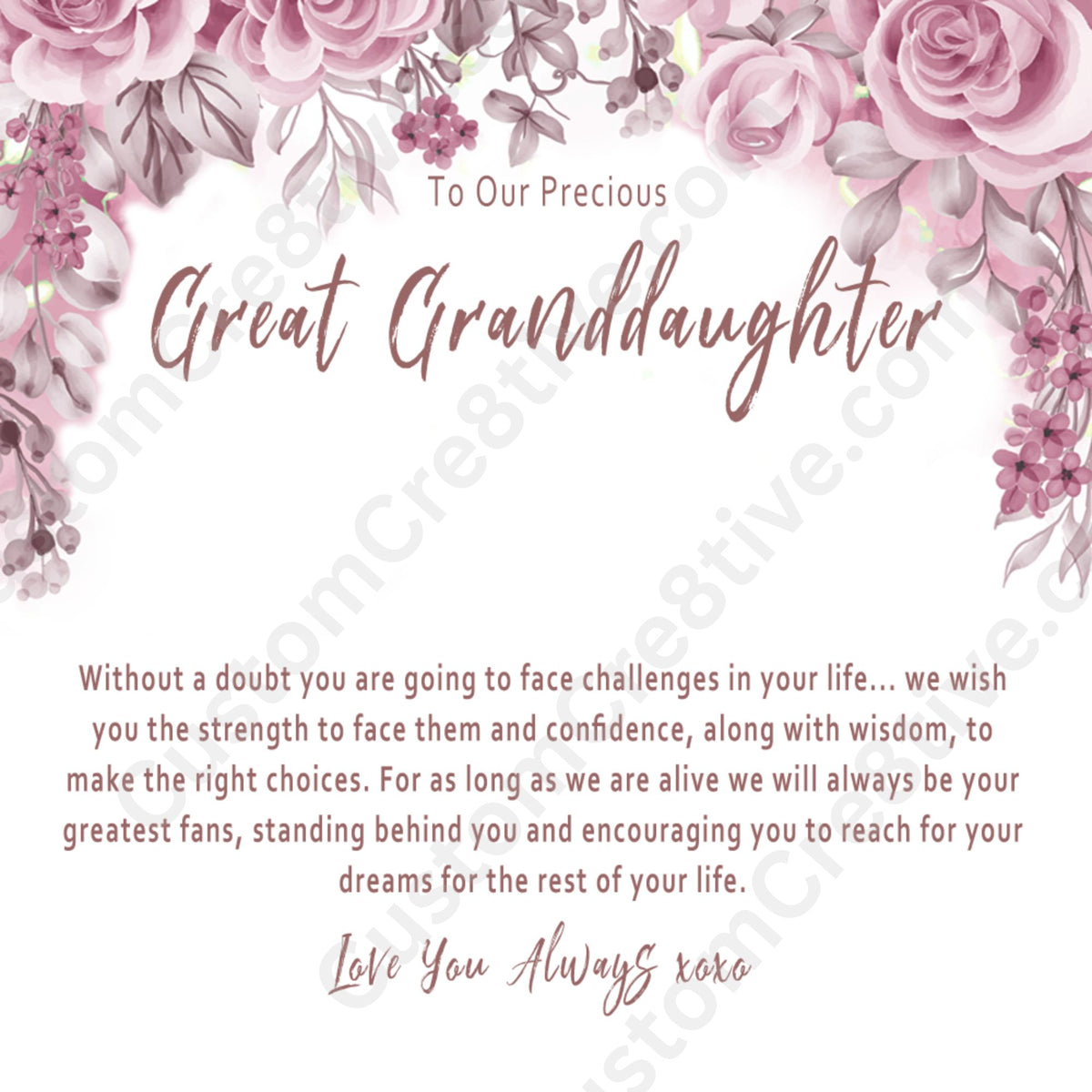 Great Granddaughter Necklace from a Great Grandparents – Sentimental Gift with Message Card - "Without a doubt you are going to face challenges..."