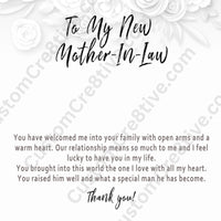 Mother in Law Wedding Day Necklace from Daughter in Law – Sentimental Wedding Gift with Heartfelt Message Card - "You Have Welcomed Me Into Your Family"