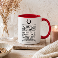 Funny Horse Girl Mug – "Horse Girls Know How To Handle Shit" – Equestrian Coffee Cup Gift For Women, Horse Riders & Cowgirls