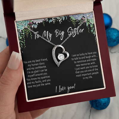 Big Sister Heart Necklace – Meaningful Sister Gift from Little Sister or Little Brother - 