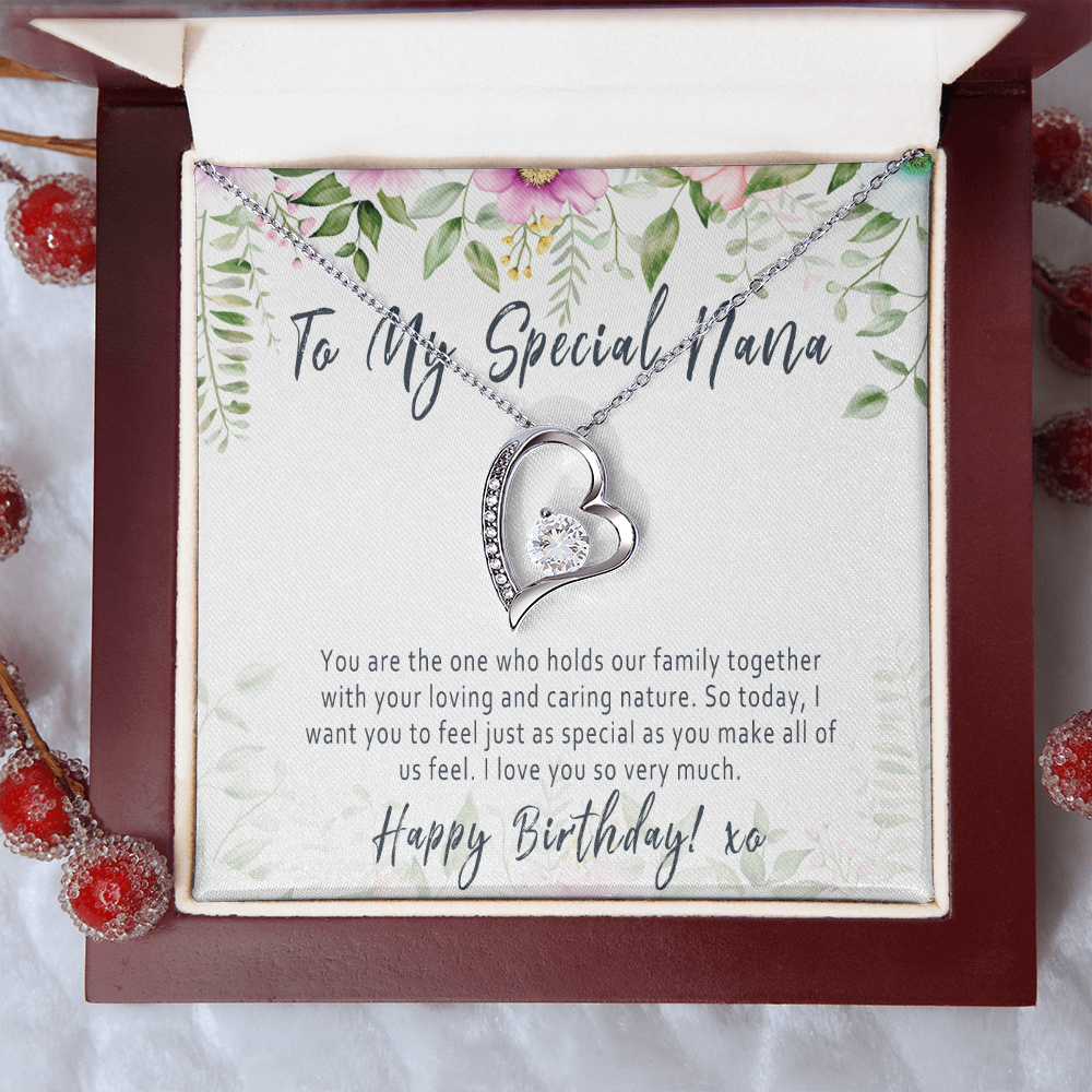 Nana Birthday Necklace Gift from Grandkids – Heartfelt Nana Jewelry with Message Card - "You are the one who holds our family together"