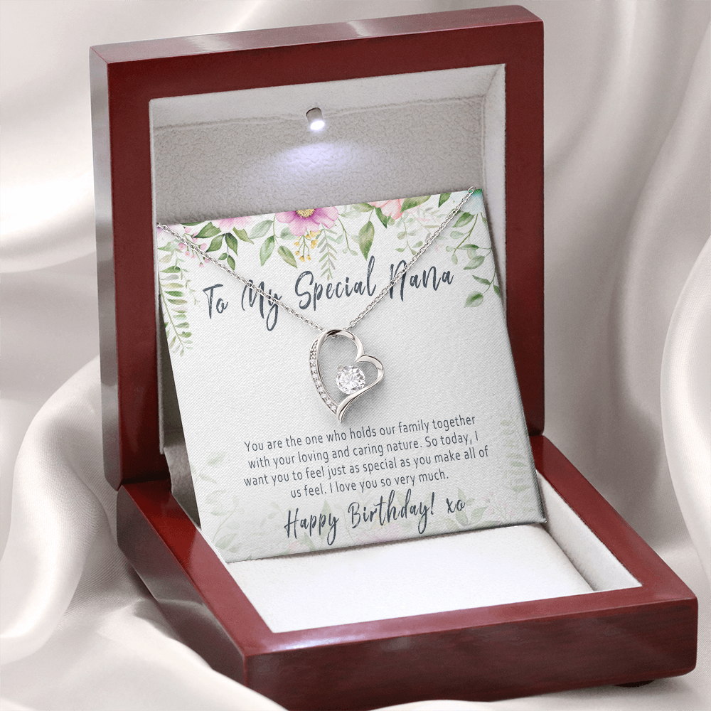 Nana Birthday Necklace Gift from Grandkids – Heartfelt Nana Jewelry with Message Card - "You are the one who holds our family together"