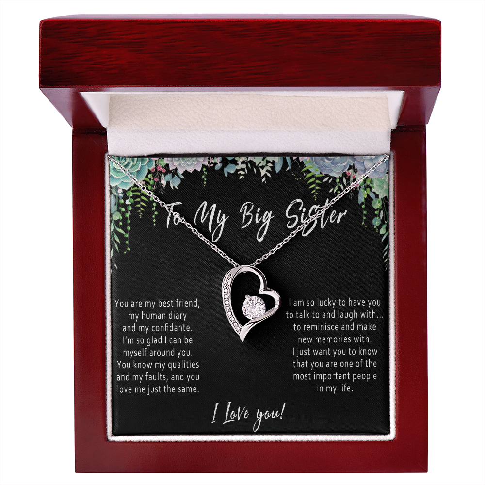 Big Sister Heart Necklace – Meaningful Sister Gift from Little Sister or Little Brother - "You are my best friend, human diary..."
