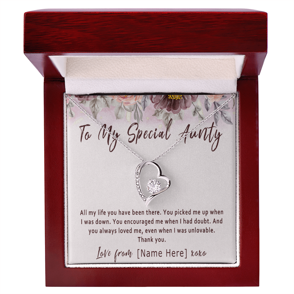 Personalized Aunty Necklace from Niece or Nephew, Custom Aunty Birthday Present - "All my life you have been there"