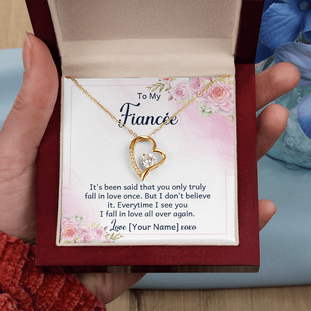 Personalized Fiancée Necklace Gift – Custom Romantic Engagement Jewelry for Future Wife, Meaningful Anniversary Birthday Present – “It's been said that you only truly fall in love once”