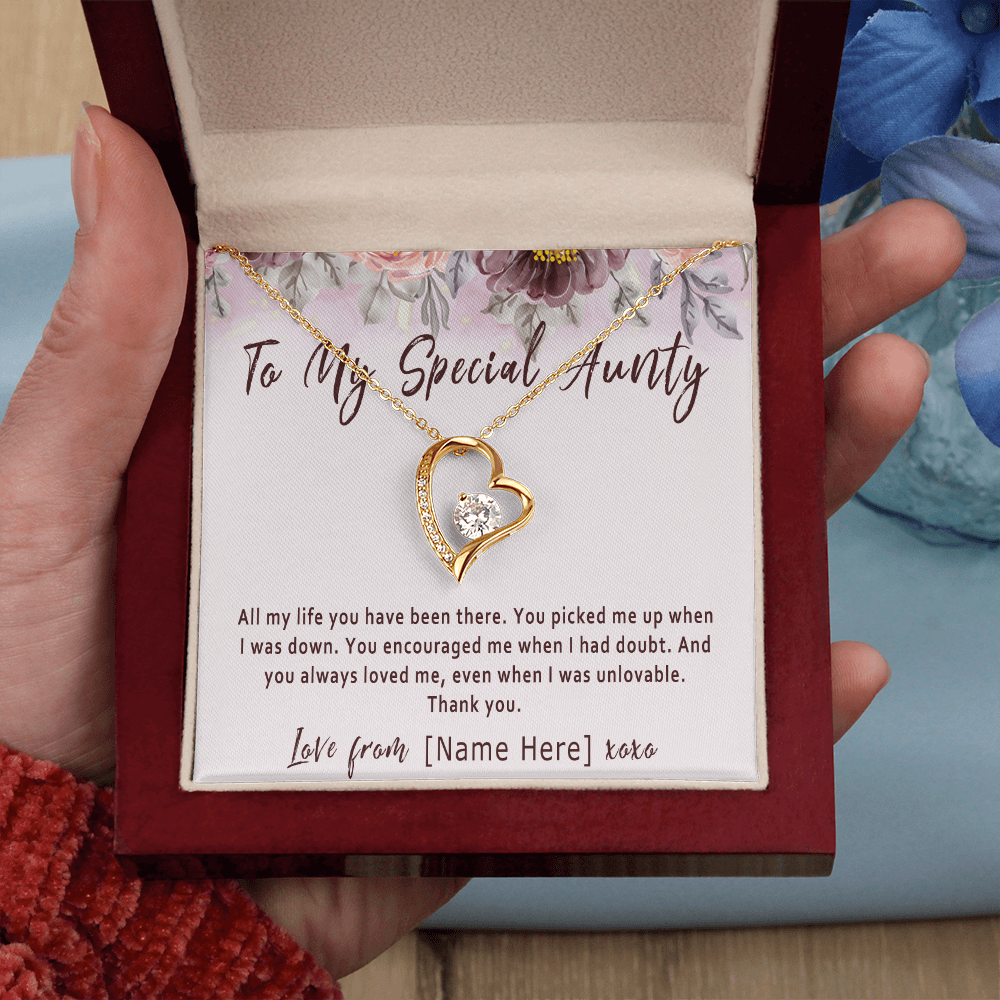Personalized Aunty Necklace from Niece or Nephew, Custom Aunty Birthday Present - "All my life you have been there"