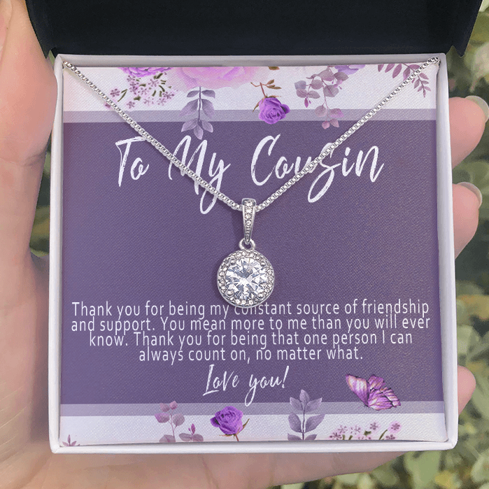 Cousin Necklace – Meaningful & Thoughtful Cousin Gift, Sentimental Cousin Pendant Jewelry - "Thank you for being my constant source of friendship"