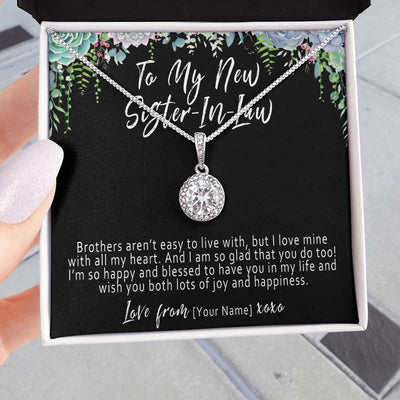 Personalized New Sister in Law Necklace Gift – Custom Sister In Law Jewelry, New Sister In Law Welcome Pendant Gift - 