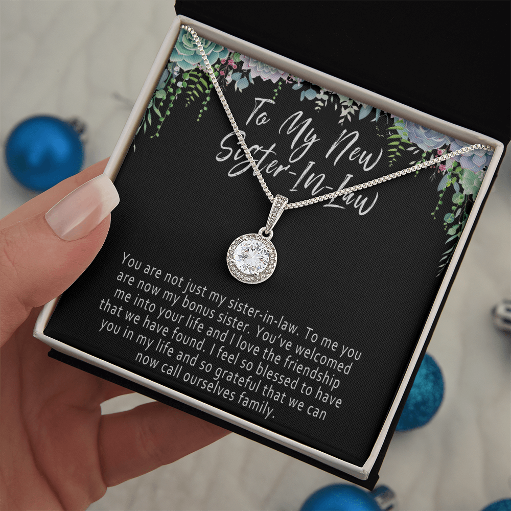 New Sister in Law Necklace Gift – Meaningful Wedding Jewelry with Message Card - "You are not just my sister-in-law"
