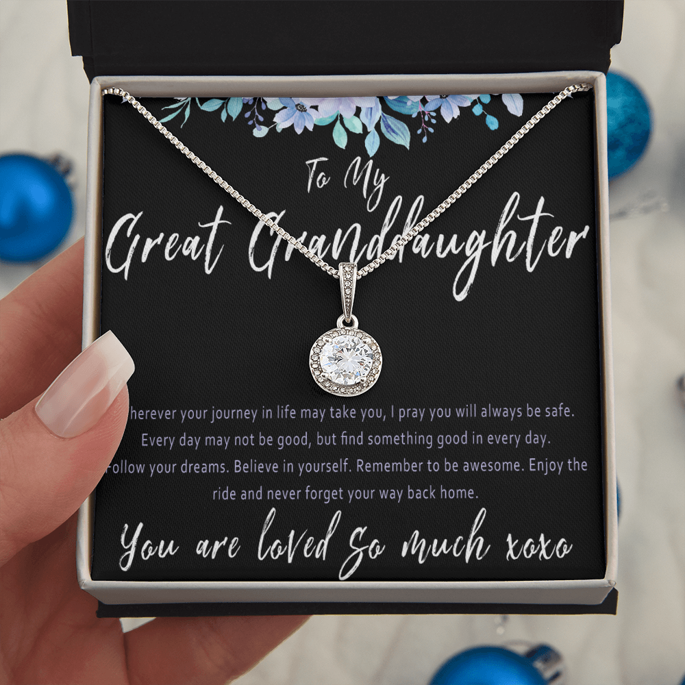 Great Granddaughter Necklace Birthday Gift – Present From Great Grandparent - "Wherever your journey in life may take you"