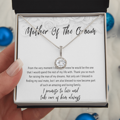 Mother of the Groom Necklace from Daughter in Law – Wedding Day Gift with Meaningful Message Card - 