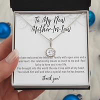 Mother in Law Wedding Day Necklace from Daughter in Law – Sentimental Wedding Gift with Heartfelt Message Card - "You Have Welcomed Me Into Your Family"