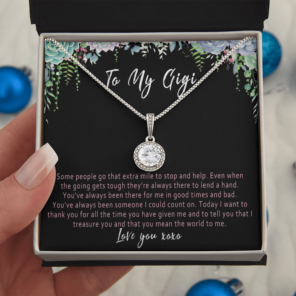 Gigi Necklace – Meaningful Gigi Gift from Grandkids, Sentimental Gigi Jewelry for Birthday, Christmas or Mother's Day - "Some people go that extra mile"