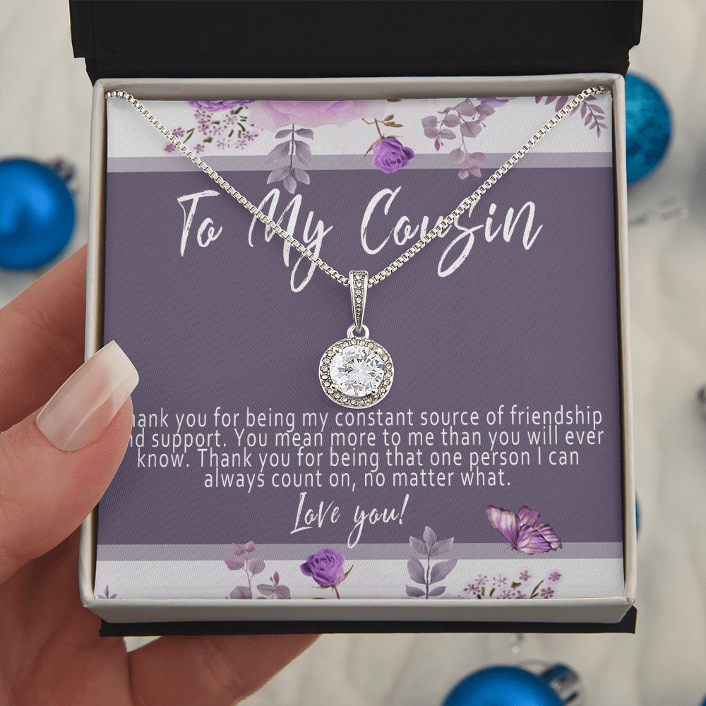 Cousin Necklace – Meaningful & Thoughtful Cousin Gift, Sentimental Cousin Pendant Jewelry - "Thank you for being my constant source of friendship"