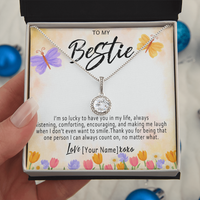 Personalized Bestie Necklace – Custom Best Friend Gift, Meaningful Bestie Jewelry with Heartfelt Message Card - "I'm so lucky to have you in my life"