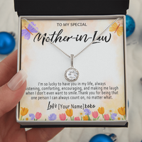 Personalized Mother in Law Necklace – Meaningful Mother in Law Gift, Custom Jewelry with Heartfelt Message Card - "I'm so lucky to have you in my life"