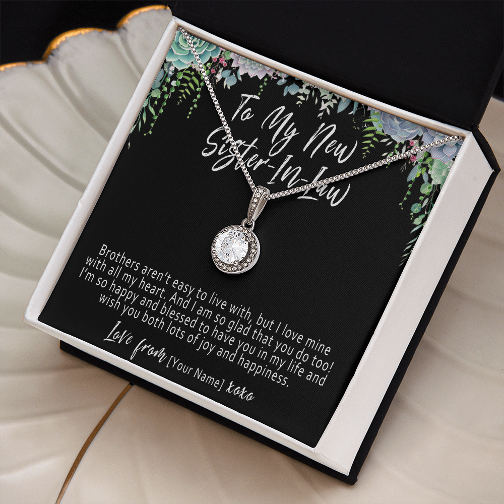 Personalized New Sister in Law Necklace Gift – Custom Sister In Law Jewelry, New Sister In Law Welcome Pendant Gift - "Brothers aren't easy to live with"