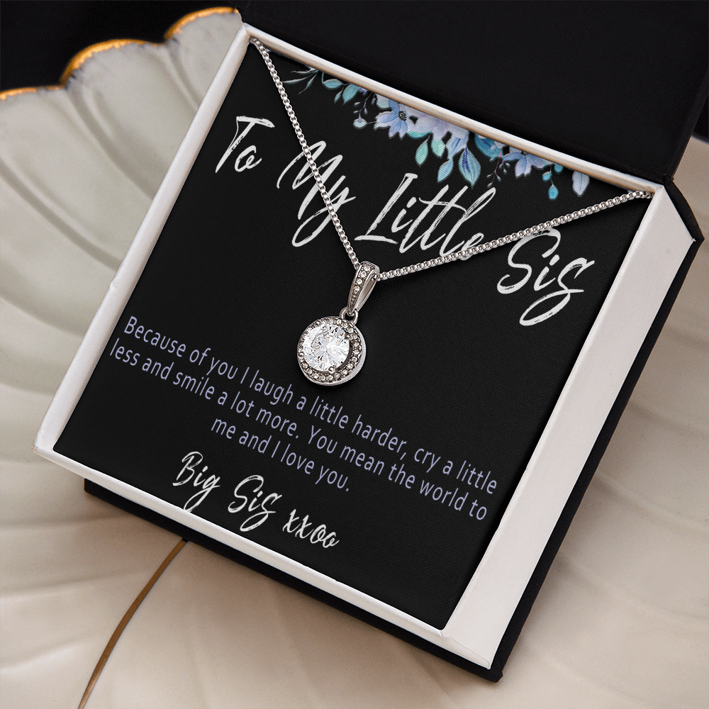 Little Sister Necklace from Big Sister – Meaningful Sister Gift with Heartfelt Message Card Keepsake - "Because of you I laugh a little harder"