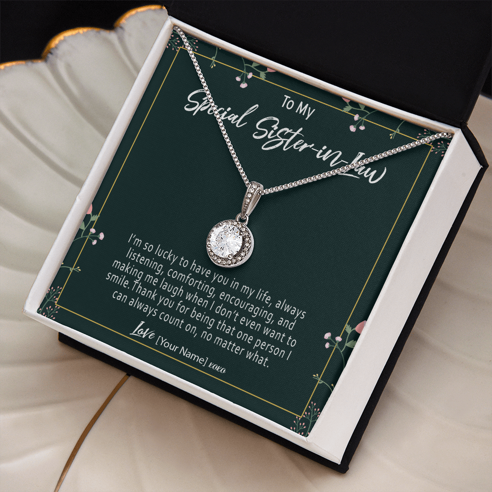 Personalized Sister-in-Law Necklace – Custom Meaningful Sister in Law Gift, New Sister in Law Jewelry, Welcome to the Family Pendant - "I'm so lucky to have you in my life"