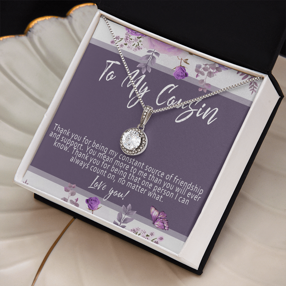 Cousin Necklace – Meaningful & Thoughtful Cousin Gift, Sentimental Cousin Pendant Jewelry - "Thank you for being my constant source of friendship"
