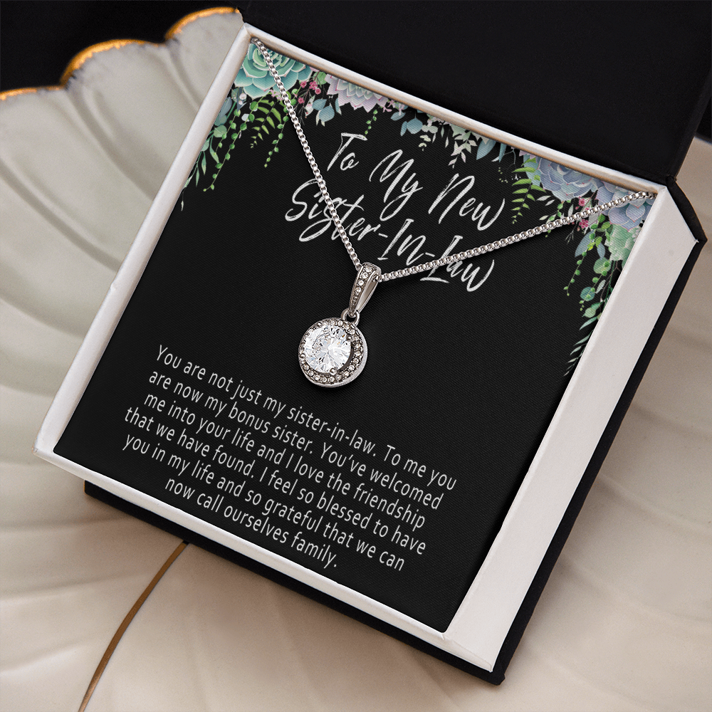 New Sister in Law Necklace Gift – Meaningful Wedding Jewelry with Message Card - "You are not just my sister-in-law"