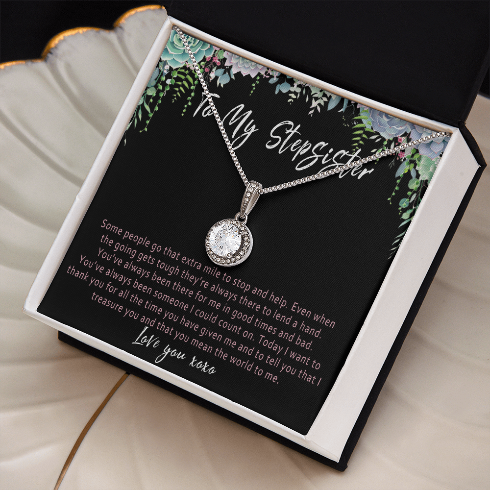 Stepsister Necklace – Meaningful Gift for Stepsister from Stepbrother or Stepsister - "Some people go that extra mile"