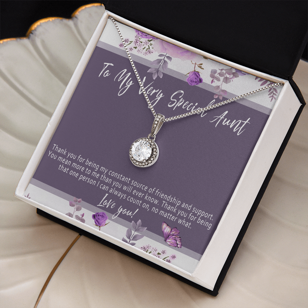 Aunt Necklace – Meaningful & Thoughtful Gift for a Special Aunt from Niece or Nephew, Sentimental Aunt Jewelry – “Thank you for being my constant source of friendhip”