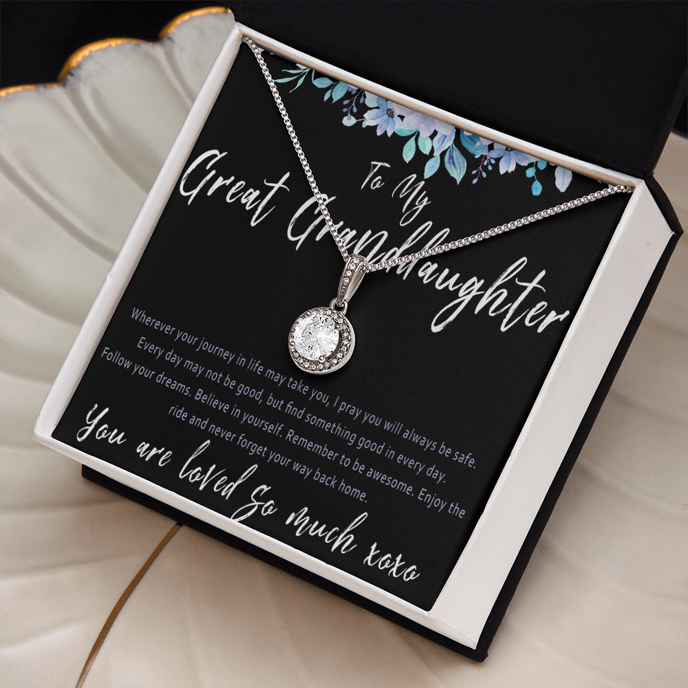 Great Granddaughter Necklace Birthday Gift – Present From Great Grandparent - "Wherever your journey in life may take you"